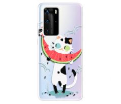 Odolné silikonové pouzdro iSaprio - Cat with melon - Huawei P40 Pro
